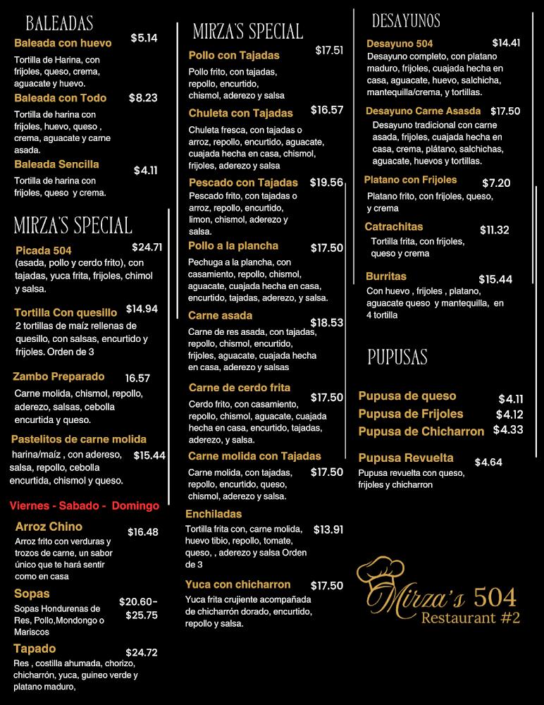 Mirza's 504 Restaurant II Menu image 2